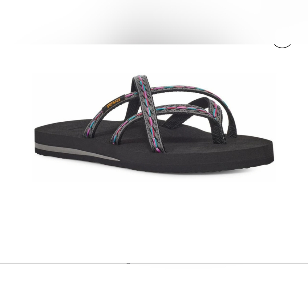 Teva Black Sandal with Pink and Teal Accent Straps